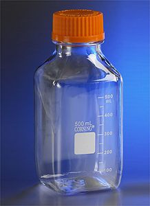 Бутыль 500 мл, ПС, d горла внешний 45 мм, стерильная, квадратная, 24 шт./уп.