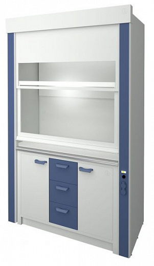 Шкаф вытяжной для работы c ЛВЖ, ширина 150 см, Fridurit 20 мм, 1 подъемный экран