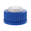 Крышка для бутылей с резьбой GL-45, с двумя отверстиями для трубок 1/8", синяя Фото 1