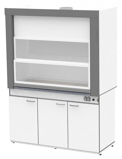 Шкаф вытяжной общего назначения, ширина 150 см, корпус – ЛДСП, столешница – монолитный пластик Trespa, 1 тумба