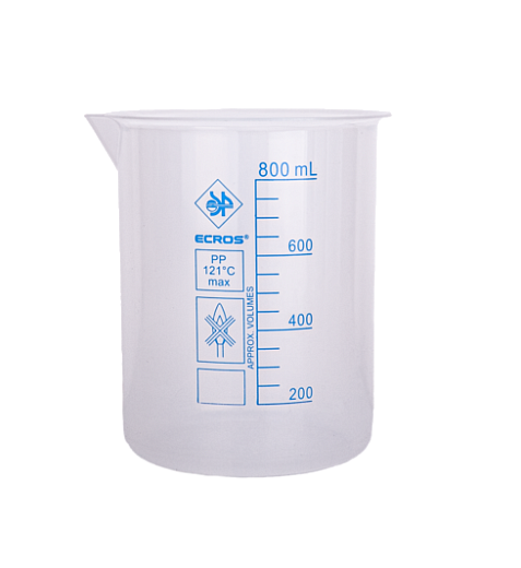 Стакан 800 мл, ПП, с носиком, с градуировкой, низкий, 112/98х134 мм, 1 шт./уп.