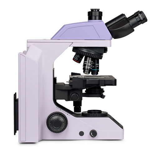 Микроскоп Magus Bio 270T, прямой, тринокуляр, СП, планахромат 4×, 10×, 40×, 100× (вид сбоку)