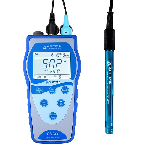 рН-метр, -2-16±0,01, портативный, электрод 201T-F, PH241, серия 240, Apera Instruments