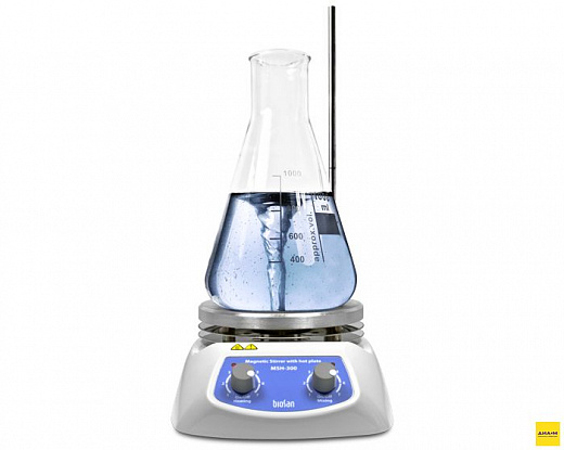 Мешалка магнитная, объём по воде 15 л, платформа 160 мм, нагрев до 330 °С, 250-1250 об/мин, MSH-300 Фото 1