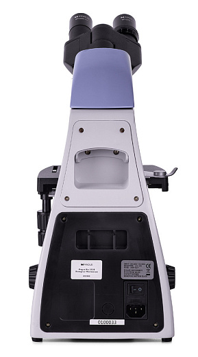 Микроскоп Magus Bio 250B, прямой, бинокуляр/тринокуляр, СП, планахромат 4×, 10×, 40×, 100× (вид сзади)